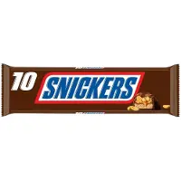 Snickers Barres Chocolat Au Lait Et Cacahuètes 10x50g - Snack Gourmand, Énergie Rapide, Goût Intense, 500g