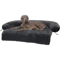 Famanu Lit pour chien - Lit pour chien de taille moyenne - Peluche - Coussin en mousse - Chiens de taille moyenne - Protection des meubles - Lavable en machine - Gris