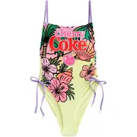 Next Maillot de bain modelant 'Cherry Coke' jaune pastel / vert / pitaya / rouge