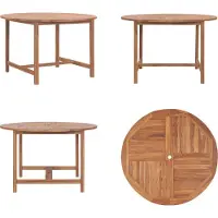 vidaXL Table à manger de jardin Ø110x75 cm teck massif - Table à manger de jardin - Table à manger de jardin en bois - Table à manger de jardin en bois massif