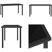 vidaXL Table de jardin noire 140 x 70 x 73 cm en rotin synthétique - Table de jardin - Tables de jardin - Table - Tables