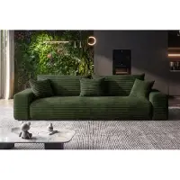 Sofiland Cordo Canapé Convertible 3 Places Velours Côtelé 265x105 cm vert foncé