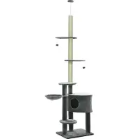 Youjia Arbre à chat à hauteur de plafond, hauteur 220-265 cm, avec balles, niche, hamac, poteaux en sisal, structure d'escalade à plusieurs niveaux pour chats de taille moyenne