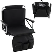 Costway Siège de stade avec dossier, poche en filet et porte-boisson, coussin d'assise, chaise de tribune pliable, housses pour mobilier de jardin destinées aux événements sportifs