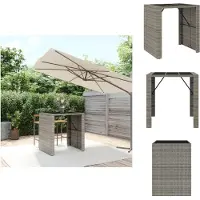 vidaXL Table de bar avec plateau en verre Gris 105 x 80 x 110 cm en rotin synthétique - Tables de jardin