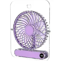 Zimilo Mini-ventilateur de table portable ultra-fin , rechargeable par USB, 7 pales, 5 vitesses, pliable, pivotant à 180°, batterie 1800 mAh, violet