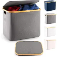 OEM Panier à linge pliable 50 L - Gris, bambou, imperméable, robuste, pliable