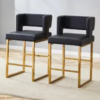 SUCCESS COURIER Lot de 2 tabourets de bar, style nordique, carrés, enPolyuréthanenoir, pieds en métal doré, 91 cm