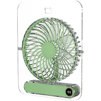Zimilo Mini-ventilateur de table portable ultra-fin , rechargeable par USB, 7 pales, 5 vitesses, pliable, pivotant à 180°, batterie 1800 mAh, vert