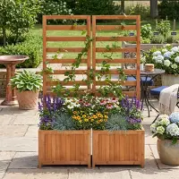 Zerbaco Jardinière surélevée , en bois, avec tuteur, bac à plantes surélevé muni de trous de drainage