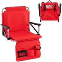 Costway Siège de stade avec dossier, poche en filet et porte-boisson, coussin d'assise, chaise de tribune pliable, housses pour mobilier de jardin destinées aux événements sportifs