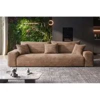 Sofiland Cordo Canapé Convertible 3 Places Velours Côtelé 265x105 cm marron clair