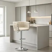 Supfine Lot de 1 tabouret de bar en velours, pivotant à 360°, réglable en hauteur, pour la chambre, la cuisine ou la salle à manger