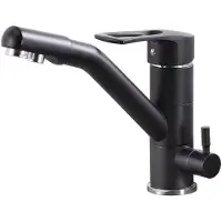 OEM Robinet à trois voies pivotant à 360°, bec flexible, noir, 3/8 pouces