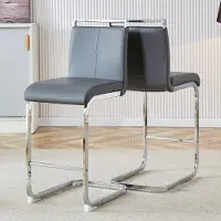 SUCCESS COURIER Lot de 2 tabourets de bar, style nordique,Polyuréthanegris foncé, pieds en métal argenté, 96 cm