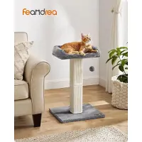 StarTech.com Arbre à chat - Colonne à griffer - 1 niveau - 71 cm de hauteur - Plateforme en peluche de 40 x 30 cm - Tapis en sisal - Gris clair
