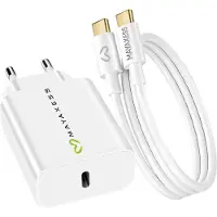 Avizar Mayaxess, chargeur 20 W pour Galaxy A53 + câble USB-C de 1 m, blanc