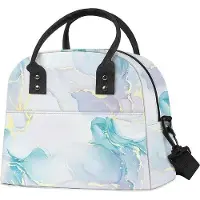OEM Grand sac à repas isotherme pour femmes et adultes, sac à repas léger avec sangles pour pique-nique, travail, bureau - Bleu Marbre