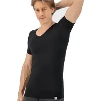 Fibershirts T-shirt anti-transpiration - - Empiècements sous les aisselles cousus - Sous-vêtement - Noir - Col rond - Homme - Taille XXL