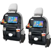 OEM Table de voyage en cuir, lot de 2 - Plateau rabattable - Beaucoup d'espace - Pour les jouets et les repas des enfants - Housse de voiture