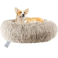 OEM Lit pour chien apaisant contre l'anxiété | Grand format | Lavable | Polaire douce | Peluche | Orthopédique | Antidérapant | Lit pour chat 70 cm beige