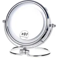 OEM Miroir de salle de bain à LED avec grossissement 10x - Miroir double pratique et portable, avec une partie standard et une partie grossissante - Idéal pour la salle de bain et la douche