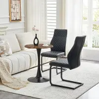 SUCCESS COURIER Ensemble table et chaises, table ronde de 60 cm en MDF avec pied central noir + 2 chaises de salle à manger noires
