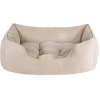 OEM Petit panier carré pour animal de compagnie, beige et blanc, avec des motifs décoratifs