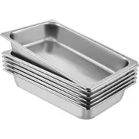 OEM Ensemble de 6 récipients en acier inoxydable Robbins de 13 litres, sans revêtement, de forme rectangulaire, parfaits pour la pâtisserie, les grillades et les fêtes.