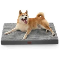 OEM Lit orthopédique pour chiens de taille moyenne - Coussin lavable avec fond antidérapant, tapis pour chien, gris, 89 x 56 x 7 cm