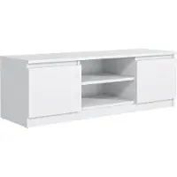 OEM Meuble TV blanc avec portes et étagères - Meuble bas de salon de 160 cm