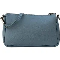 OEM Sac à bandoulière en cuir, petit sac à main, pochette, 23 x 13 cm, bleu jean, G323