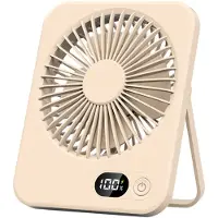 Zimilo Ventilateur portable , ventilateur à main 3 en 1, orientable à 180°, 5 vitesses, rechargeable par USB, grande autonomie, beige