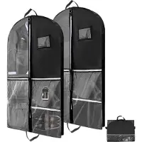 OEM Sac de voyage double, sac à vêtements noir, valise anti-plis, bagage de voyage à 5 compartiments, avec poignée et boucles pour tenues de soirée et voyages (100 x 60 cm)