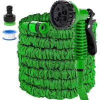 Famanu Tuyau d'arrosage flexible de 15 m de long, 7 fonctions, avec pulvérisateur, extensible, pour l'arrosage du jardin, les animaux de compagnie et le lavage de voiture