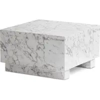 OEM Table basse Rootz Elegant - Table cubique - Aspect marbre - Blanche - 60 cm x 60 cm x 35 cm - Rangement pour télécommande - Design polyvalent - Protection anti-rayures