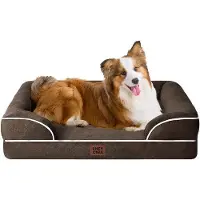 OEM Lit orthopédique pour grands chiens, 104 x 69 x 15 cm, coussin pour chien en tissu Traumstoff, canapé pour chien lavable, imperméable, antidérapant, canapé pour chien à bords hauts, marron
