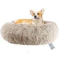 OEM Lit moelleux pour chiens de taille moyenne - Coussin rond pour un sommeil confortable - Lit lavable pour chien