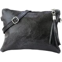 OEM Sac de voyage en cuir noir avec des détails métalliques, dimensions : 22 x 15 cm, un petit compagnon de voyage.