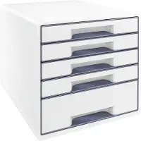 OEM Étagère à dossiers A4 avec 4 emplacements de rangement, compartiment de rangement transparent, blanc/gris, en verre.