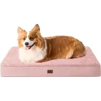 OEM Lit pour chien de taille moyenne, 89 x 58 x 9 cm, lavable, coussin moelleux, matelas pour chien à mettre en voiture, rose foncé.