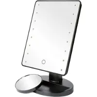 OEM Miroir de maquillage réglable avec éclairage LED - jusqu'à 180 degrés - avec miroir rond à effet grossissant et zoom 10x - noir