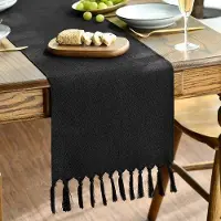 OEM Nappe de table noire de style champêtre, décoration de table de cuisine lavable, pour fêtes, anniversaires et mariages, 33 x 143 cm