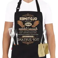 OEM Tablier de barbecue pour homme - Noir, imperméable, tablier de cuisine - Style rétro - En excellent état