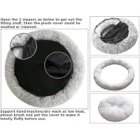 OEM Coussin anti-stress pour chiens, coussin moelleux et rond avec housse amovible et lavable, protection contre l'anxiété pour chiens, lit moelleux pour chien (70 cm, argent)