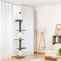 OEM Tour d'escalade pour chats - Structure à 5 niveaux - Réglable en hauteur - Activité d'escalade pour chats - Lit confortable - Balle oscillante - Gris