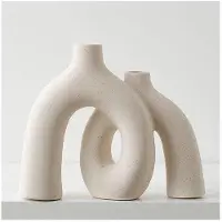 OEM Objets décoratifs en céramique - blancs - style bohème - lot de 2 vases