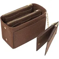 OEM Organiseur de sac à main moyen, avec compartiment pour cartes de crédit, pour femme, marron, de taille moyenne, avec boucle