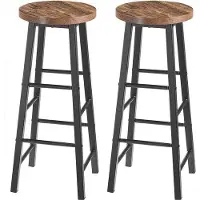 OEM Tabourets de bar hauts - Hauteur 71 cm - Marron - Lot de 2 - Cuisine - Chaises de bar - Sans dossier - Bois