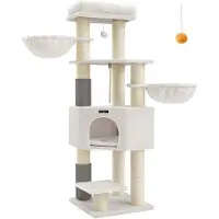 OEM Arbre à chat Rootz - Meuble pour chat - Agrafeur - Panneau de particules - Peluche - Sisal - 50 cm x 50 cm x 160 cm